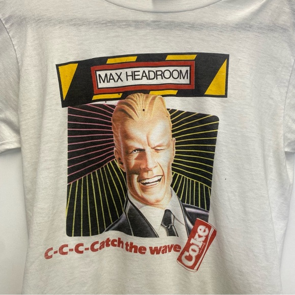 Coca-Cola Max Headroom Catch The Wave T-Shirt Large Vintage 1980s Single Stitch - Picture 2 of 8